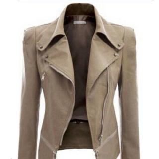 Plus Size Women Retro PU Leather Jacket Warm Coat Overcoat Outwear Zipper Winter (5)
