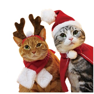 christmas✻2PCS/ Set Santa's Hat Scarf Christmas Dog Cat Puppy Outfit Festive Holiday Pet Costume Per