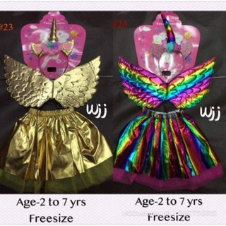 Unicorn Tutu Skirt set Costume (Skirt,wing,Headband) (1)