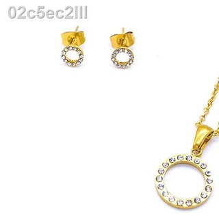 ۩◄⊕Mio Mio by Silverworks Gold Cut-Out Halo CZ Set - Fashion Accessory for Women X3951