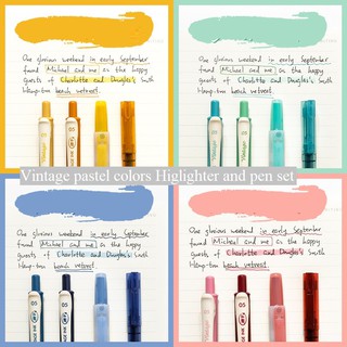 4pcs/set Vintage pastel Colors Assorted Highlighter and Pen Set