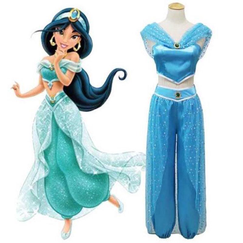Aladdin Jasmine Princess Genie Cosplay Costume Fancy Dress