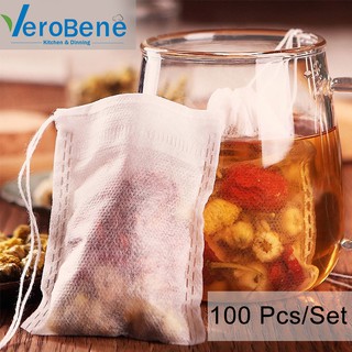 VeroBene 100Pcs/Lot Teabags Empty Tea Bags With String Heal Seal Filter Paper for Herb Loose Tea
