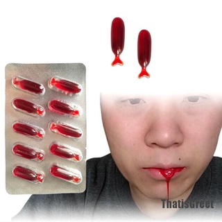 (thsgrt) 10Pcs Fake Blood Pill Vampire Toy Capsules Horror Funny Toy Halloween Prank Toy
