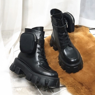 2021 new Martin boots female British style side zipper high-top military boots sponge cake thick bot (1)