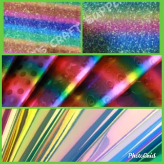 [PER PIECE 20 X 30CM] Rainbow chunky, Rainbow, Diamond, and holographic leatherette