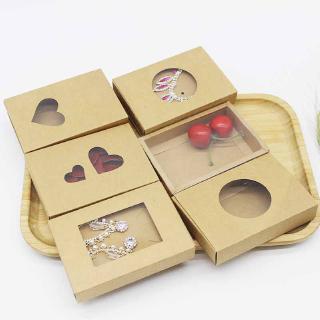 New kraft gifts box blank wedding candy /cookies/party suppiles with heart window Jewelry necklace earrings package box 5pcs with5pcs inner card (1)