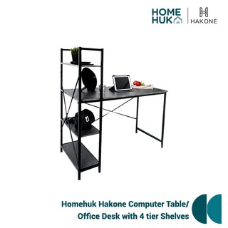 Homehuk Hakone Computer Table/ Office Desk with 4 tier Shelves