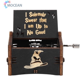 mocean Vintage Wooden Hand Cranked Music Box Retro Home Ornaments Crafts Decor Gifts