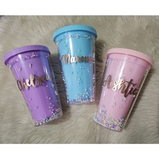 Colored Plastic Tumbler with straw personalize free name fully handwritten heat embossed (1)