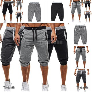 [TheVantin] Men's Sport 3/4 Pants Casual Slack Jogging Sweatpant Jogger Gym Shorts Trousers