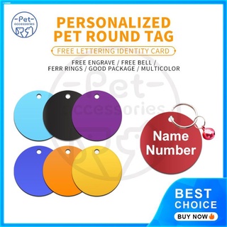 ▣✥Dog Tag Personalized Name Engraved ID Tags For Dog Round tag Pet ID Tag Custom Cat collar Names