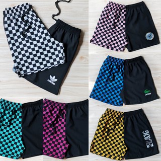 NEW TWO TONE CHECKERED TASLAN SHORTS with logo - Unisex - Good Quality (vans inpired)