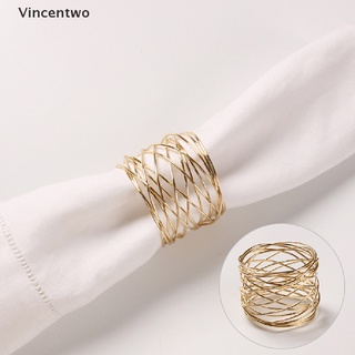 Vincentwo Wide Round Gold Napkin Rings Metal Cross Hollow Sliver Napkin Holder for Table PH