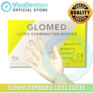 Disposable Latex Gloves (100pcs) Powder Free, Viva Dental Glomed HCD Indoplas Great Glove