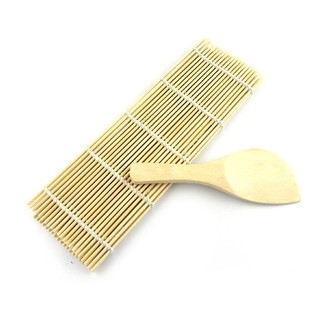 Sushi Rolling Maker Bamboo Roller Diy Mat And Rice Paddle (1)