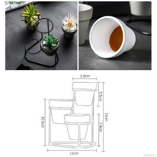 【Loveinhouse】3 Sets Of Succulent Flower Pot Iron Flower Pot Non-porous Flower Pot Stoneware Pot Desktop Flower Pot (4)