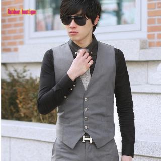 Men Solid Color Waistcoat Slim Fit Single-breasted Business Casual Vest for Spring