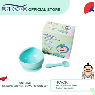 UniLove Silicone Suction Bowl + Spoon Set - Blue Pack of 1