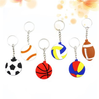 10pcs Key Chain Basketball Hanging Football PVC Volleyball Key Chain for Friends (Random Style)