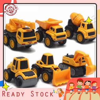 【sabaya】6Pcs Car Model Engineering Car Design Kids Toy 1/60 Scale Interactive Play Excavator Truck Toy for Outdoor