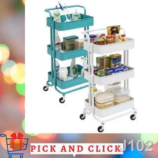 ◄3-Tier Kitchen Utility Classic Trolley Storage Cart Shelf Rack Organizer with Wheels