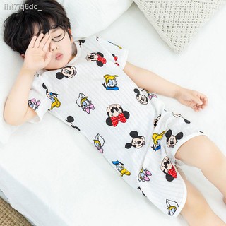 Children's pajamas◇☜Children s one-piece pajamas men s summer thin section girls net red baby cotton