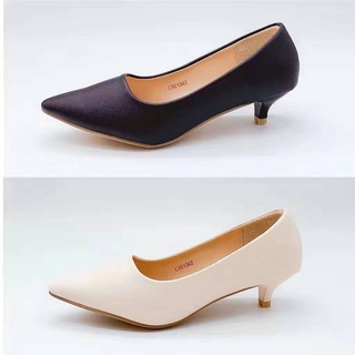 Korean Women Pointed Toe Office Work Block Heels Shoes