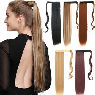 22 Inch Long Straight Ponytail Long Curly Wavy Ponytail HairPiece Wrap Around Clip In Pony Tail Hair Extensions Wigs