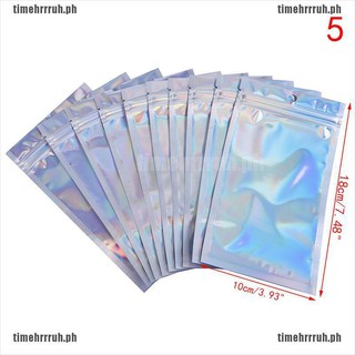 (hot_sale)10Pcs Iridescent Zip lock Pouches Cosmetic Plastic Laser Holographic Zipper Bags (6)