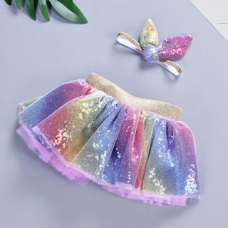 Girls Kids Tutu Party Dance Ballet Baby Bling Costume Skirt+Ears Headband Set (4)
