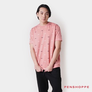 Penshoppe Men's Relaxed Fit All Over Print Tee (Old Rose)