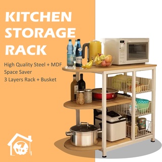 3 Tier Kitchen Rack Shelf Organizer Adjustable Shelf Movable Cabinet Storage Cart Display Rack