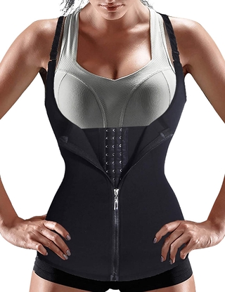 Women Waist Trainer Corset Zipper Vest Body Shaper Cincher Tank Top with Adjustable Straps