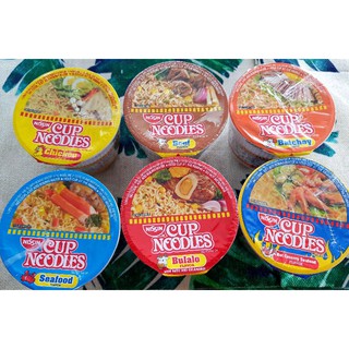 Nissin Cup Noodles Chicken, Seafood, Hot Creamy Seafood, Bulalo, Beef