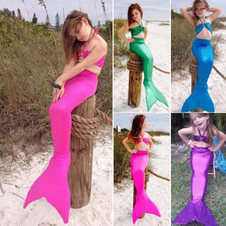 Girl Swimsuit Bikini Mermaid Tail for Kids 3Pcs Set Summer Beach