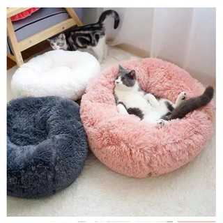 Calming Pet Bed Dog Bed Cat Bed Soft Plush Donut Pet Bed Round (3)