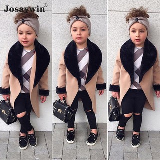 Winter Jackets Coats Girls Woolen Baby Girls Trench Coat Lapel Autumn Kids Outerwear Coats Wool Girl (5)