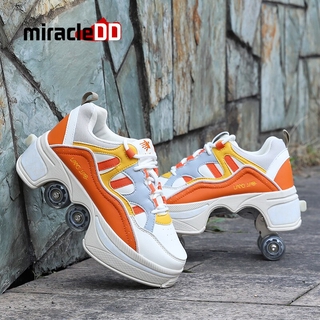 2021 Adults Roller Skates with 4 Wheels Casual Shoes Deformation Heelys Parkour Sneakers For Kids (1)