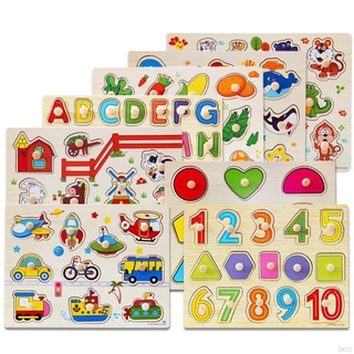 [SKIC]Toddler Baby 3D Wooden Puzzles Toys Tangram Jigsaw Cartoon Toys Alphabet Animal Puzzles Toys Educational Toys
