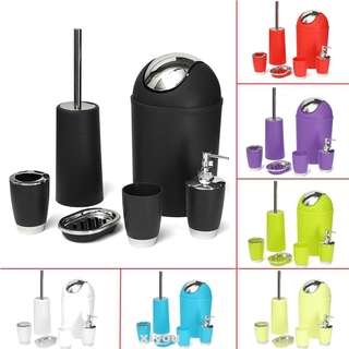 6Pcs/Set Bathroom Toothbrush Holder Necessities Toilet Brush Soap Dish Bin Cup Sprayer Bottle