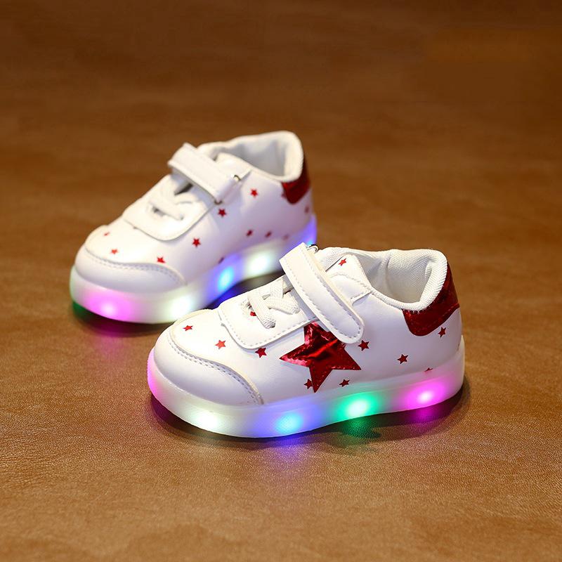 LED Rubber Shoes for Kids Light Star Prewalker Sports Sneakers Boys Girls Running Non-slip Shoes (2)