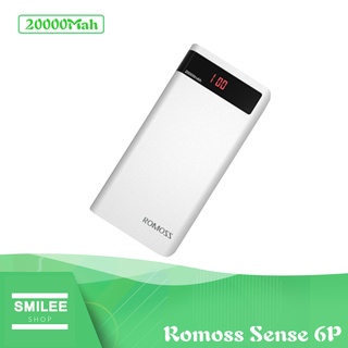 ✅100% Original Romoss Powerbank Sense6P Sense 6P 20000Mah Power Bank ( White ）android usb LED lighti