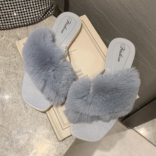 AL #2030 hairy slippers for women's fashionable wear, students' antiskid slipper