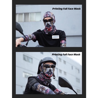 Spot goods 1pcs Cycling Breathable Printed Silk Full Face Mask Headgear w/ UV Protection Soft Stretc