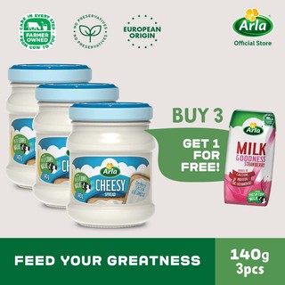 Arla Cheesy Spread 3x140g, Get Free Strawberry Milk 200ml