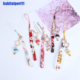 【COD•habi】Phone Strap Lanyards Daisy Flower Cat Bell Mobile Phone Hang Rope Charm D (1)