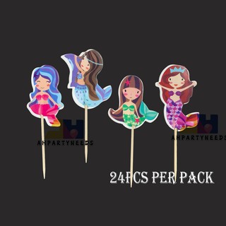 mermaid toothpick cupcake topper 24pcs/pack made in paper for decoration cupcake alehuangpartyneeds