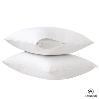 Angbon Waterproof Protector Punda Pillow Case Zipper Bedbug Proof Pillow Cover 2 Pieces
