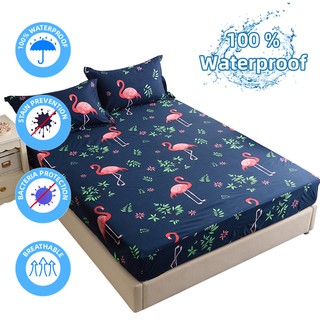 1WWC Cute cartoon fitted sheet 100% waterproof mattress protector bedsheet set (3)